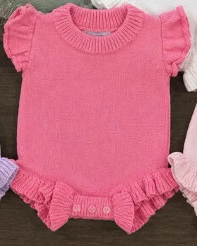Fairytale Pink Short Sleeve Ruffled Romper