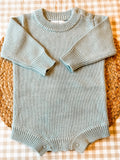 Light Blue Long Sleeve Non-Ruffled Romper