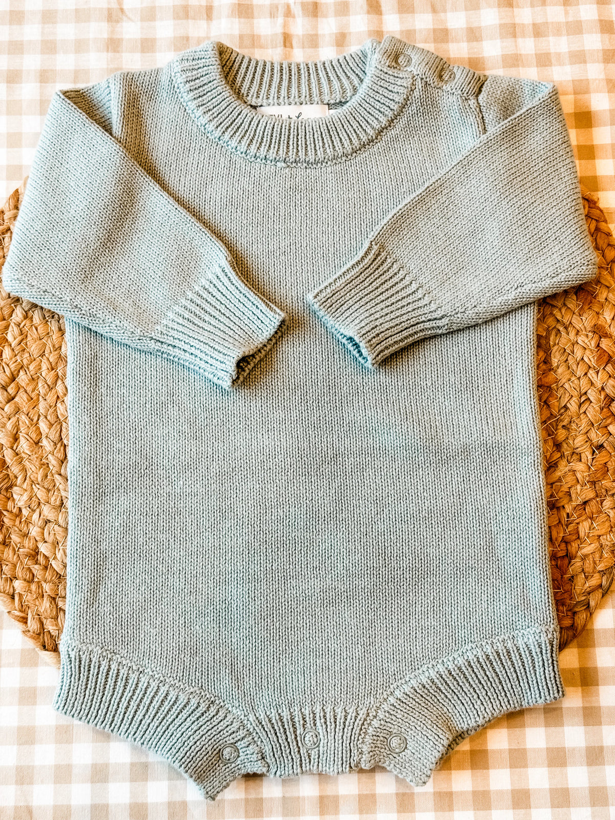 Light Blue Long Sleeve Non-Ruffled Romper