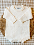White Long Sleeve Non- Ruffle Romper